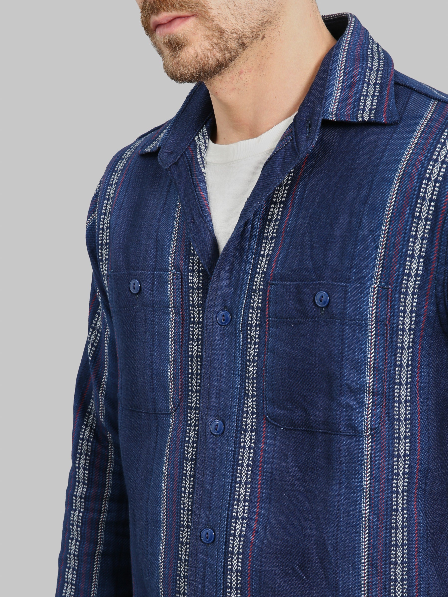 Sugar Cane Native American Indigo Dobby Work Shirt
