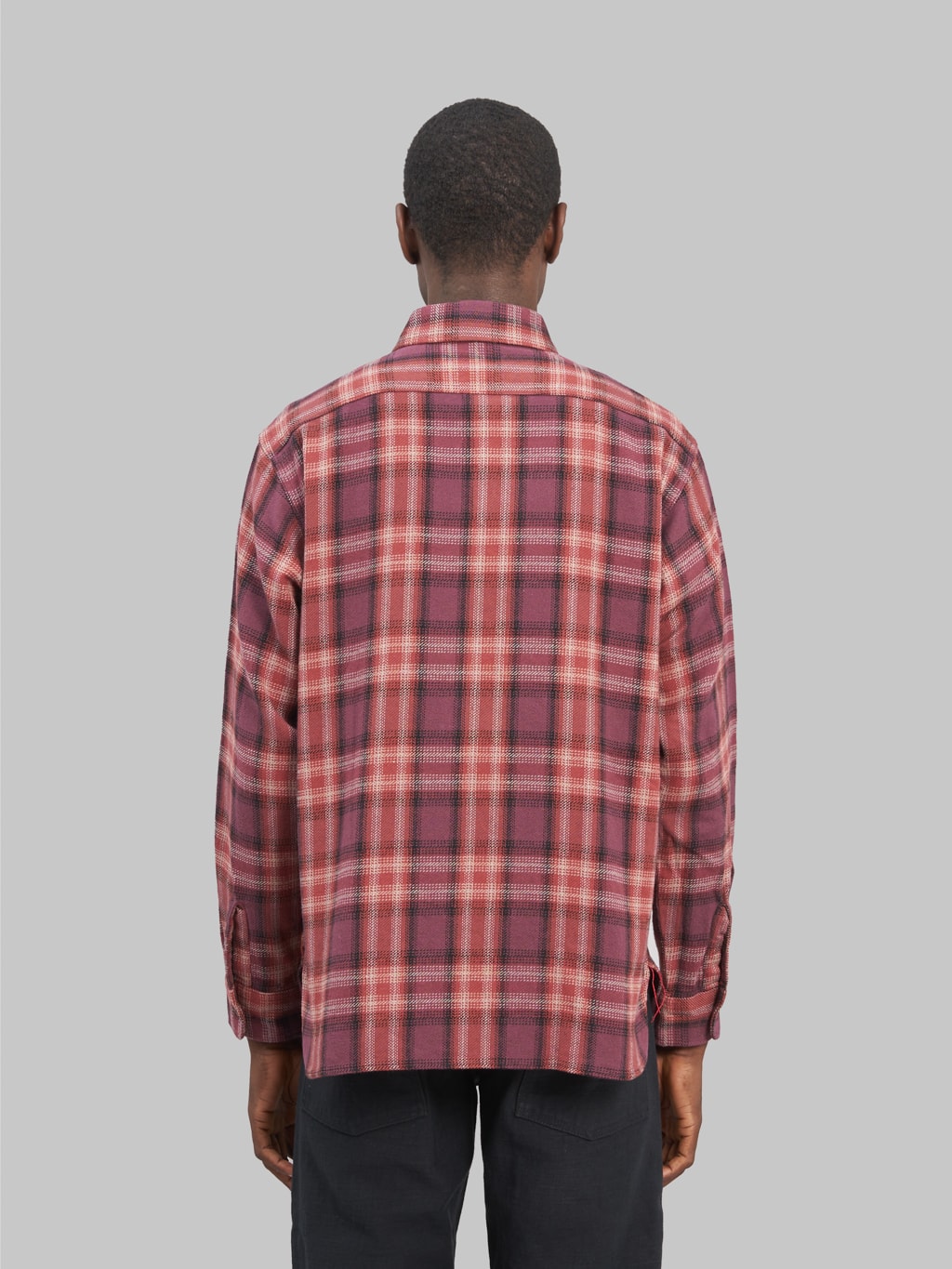 sugar cane twill check flannel shirt red back fit