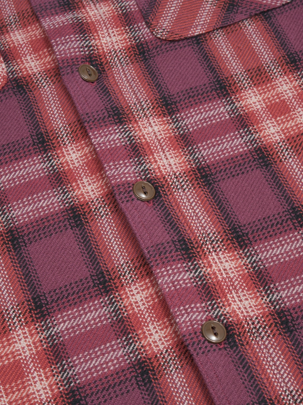 sugar cane twill check flannel shirt red buttons