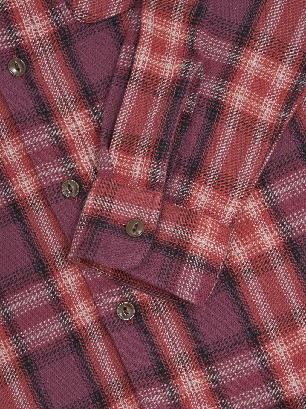 sugar cane twill check flannel shirt red cuff