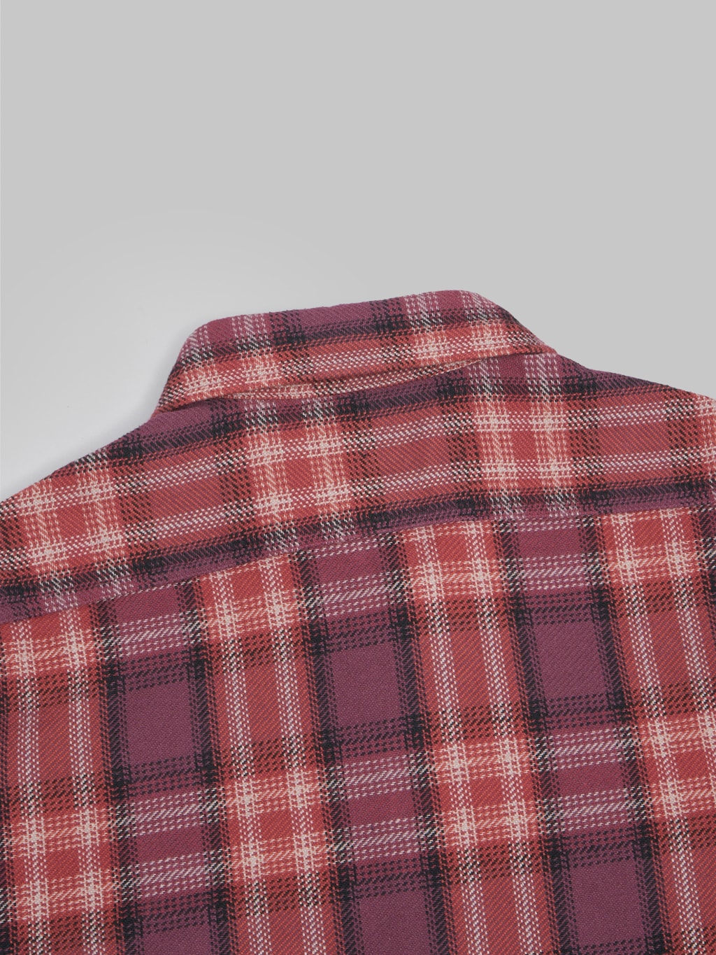 sugar cane twill check flannel shirt red back collar