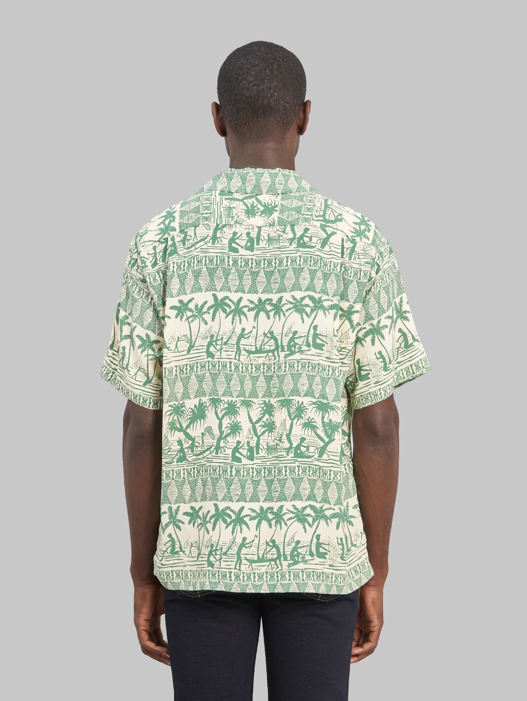 Sun Surf Island Classic Border Hawaiian Shirt Beige