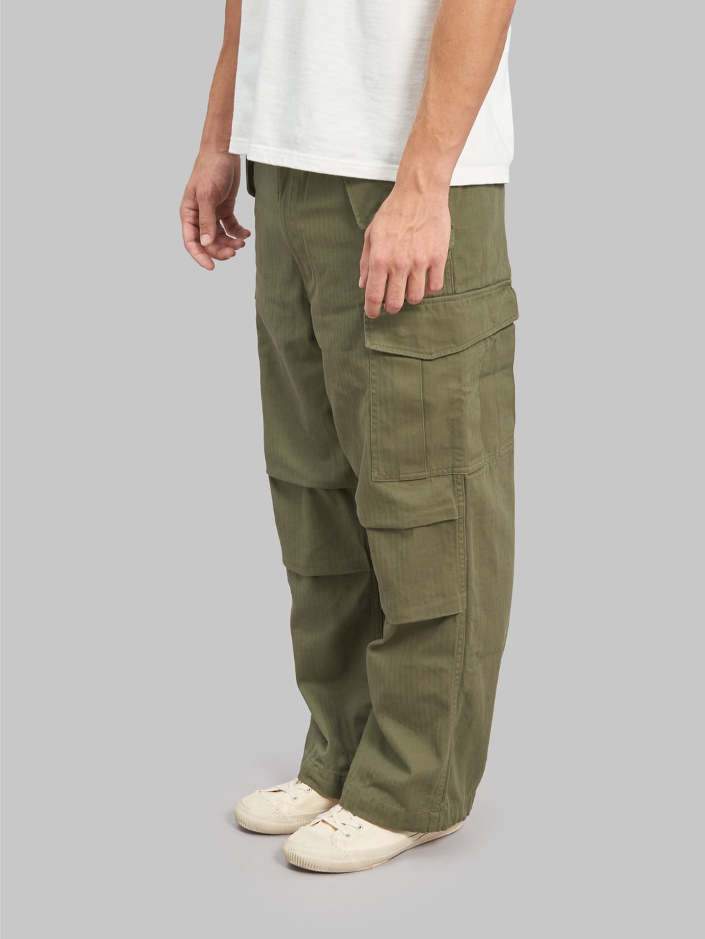 tanuki herringbone m65 pants green side fit