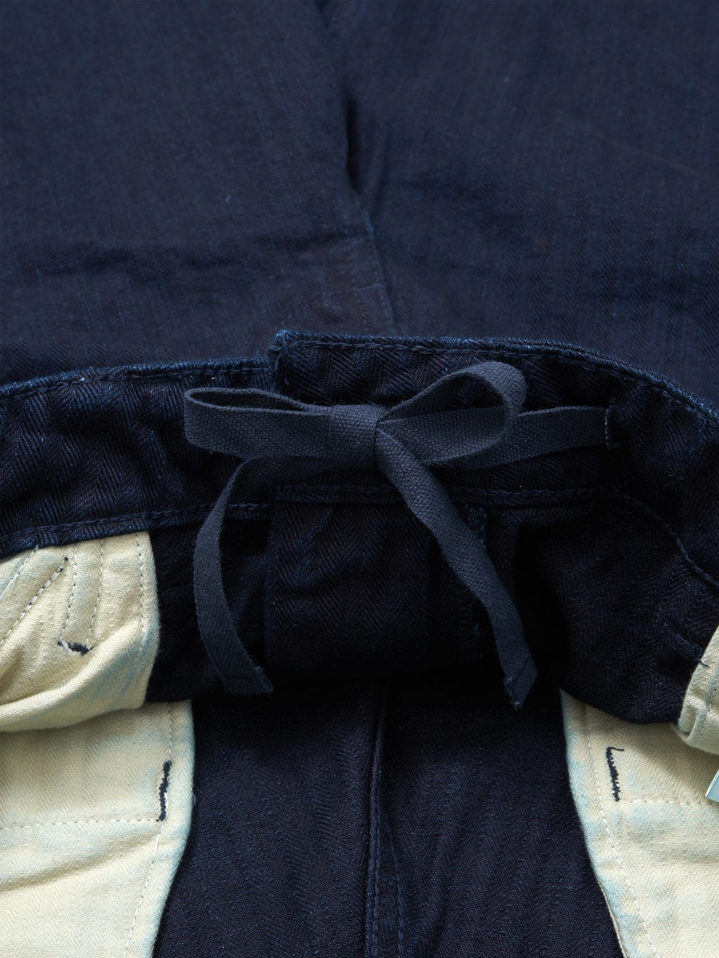 tanuki herringbone m65 pants indigo adjustable waist