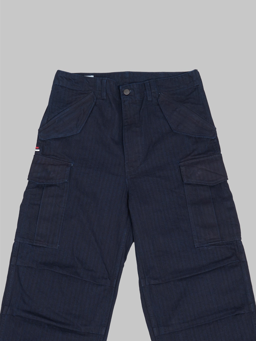 tanuki herringbone m65 pants indigo  front details