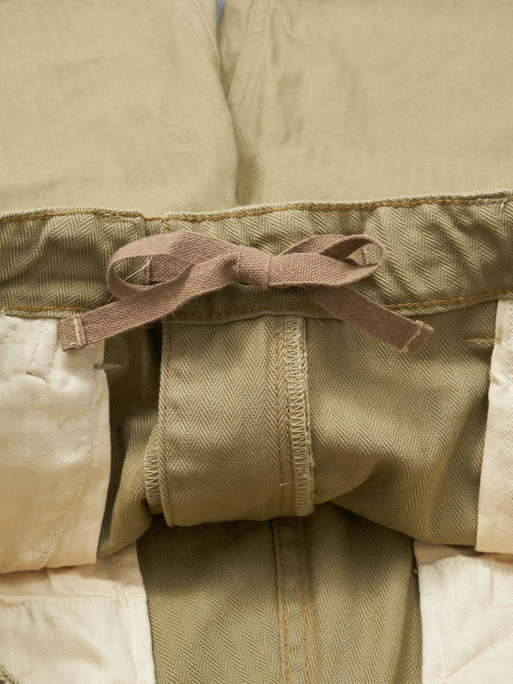 tanuki herringbone m65 pants khaki beige adjustable waist