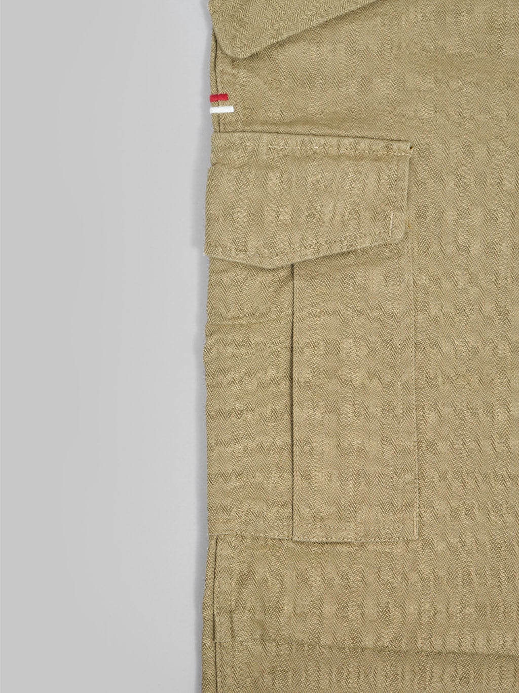 tanuki herringbone m65 pants khaki beige side flap snap pockets