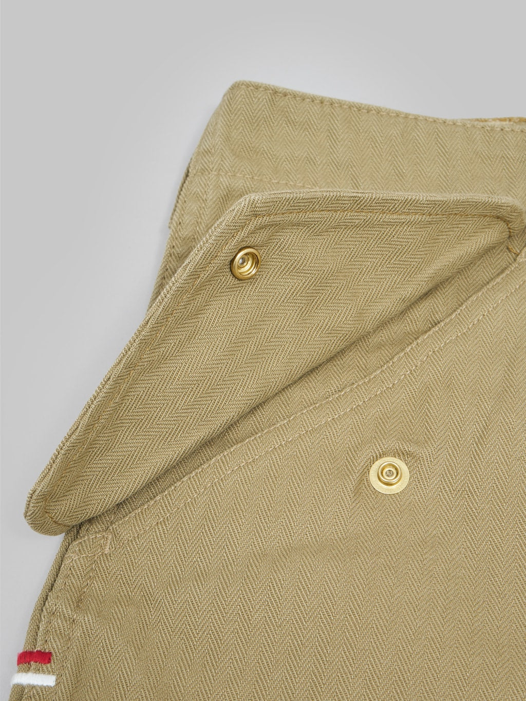 tanuki herringbone m65 pants khaki beige cotton lined fabric