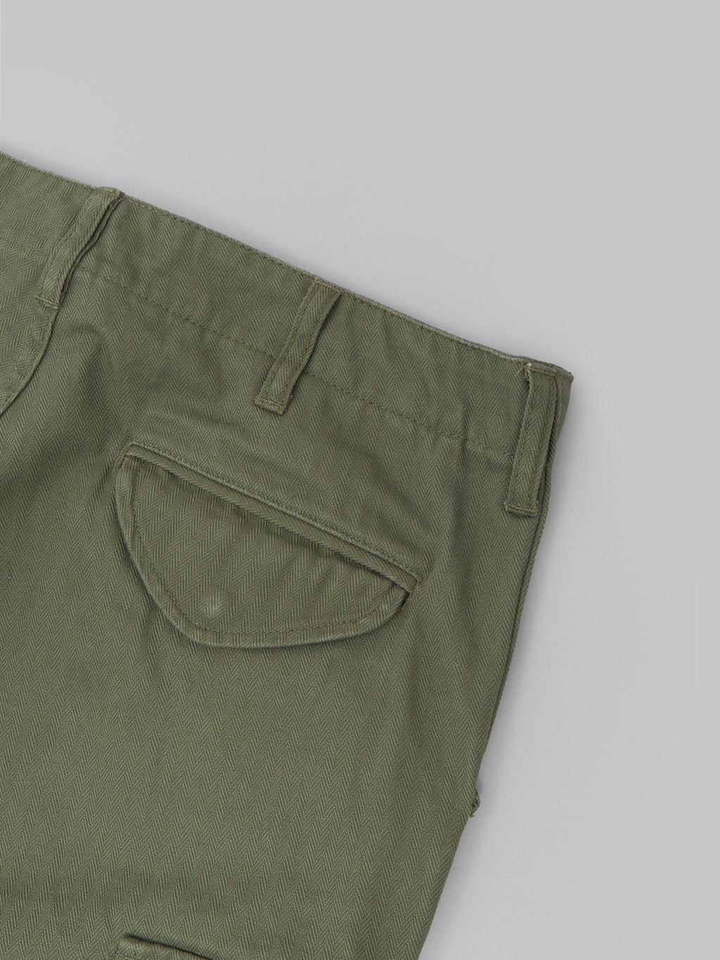 tanuki herringbone m65 pants green cotton lined fabric