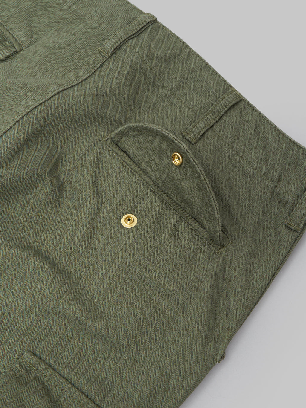 tanuki herringbone m65 pants green high rise