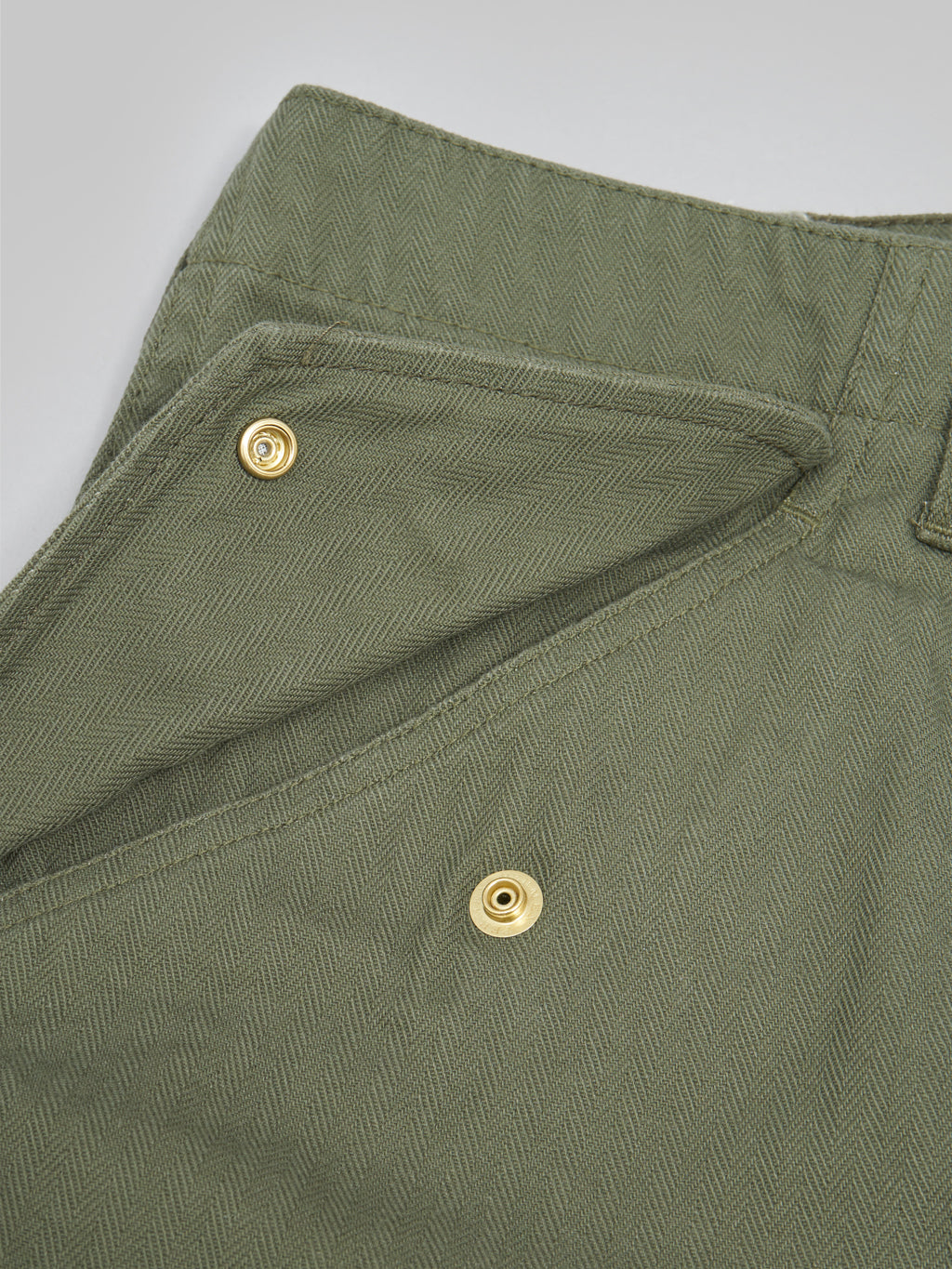 tanuki herringbone m65 pants green 100 cotton