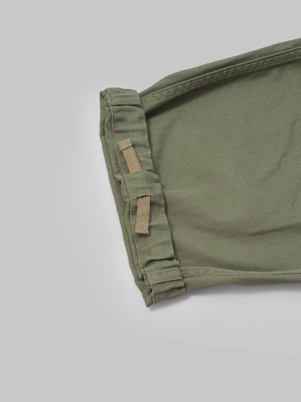 tanuki herringbone m65 pants green adjustable