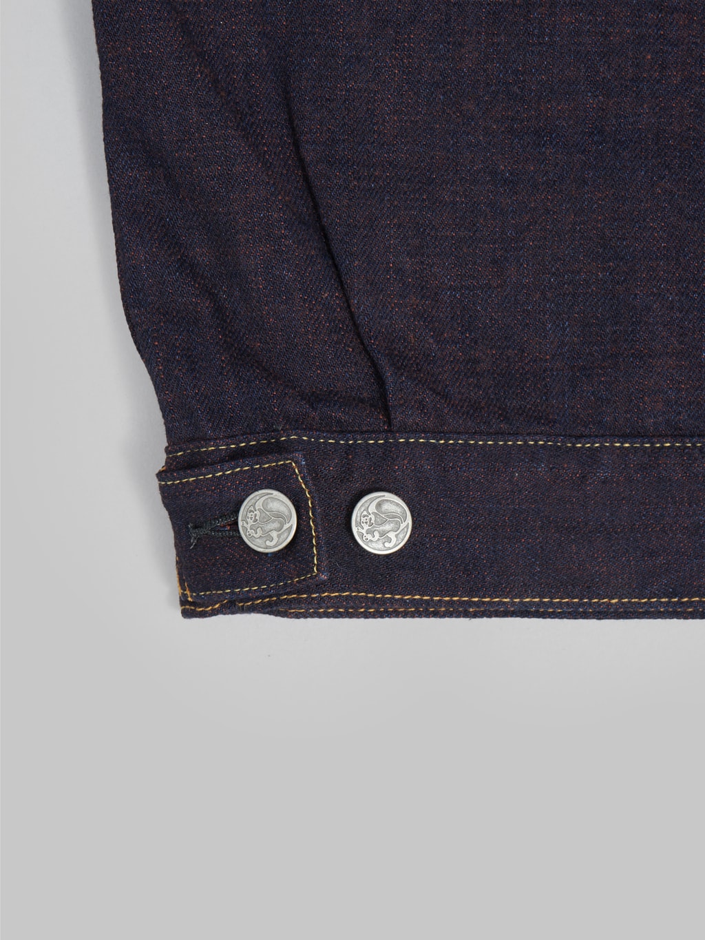 tanuki kakishibu type 2 selvedge denim jacket copper buttons