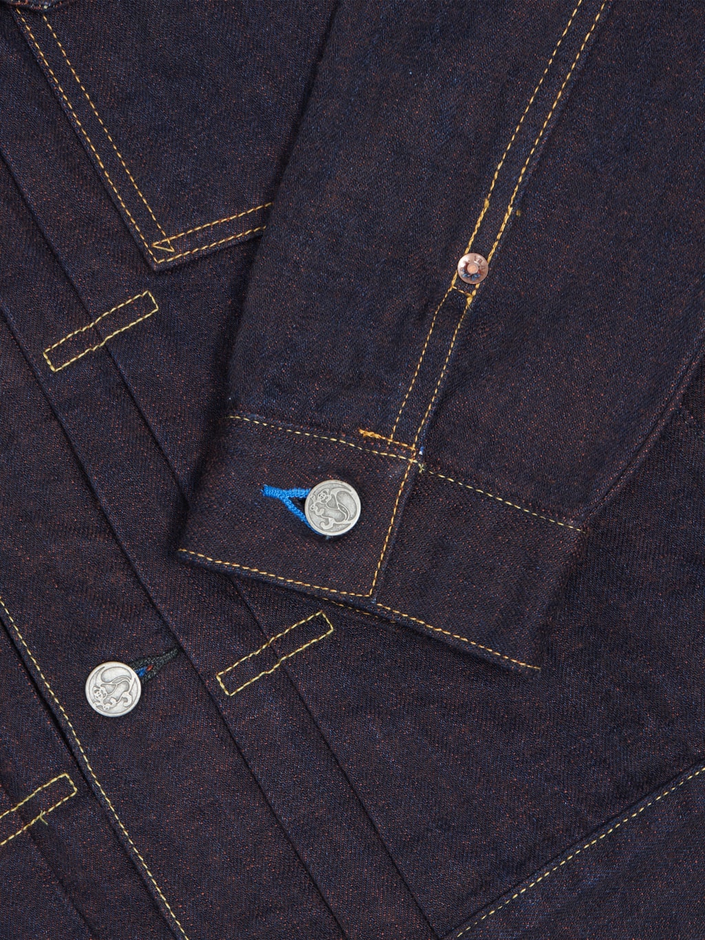 tanuki kakishibu type 2 selvedge denim jacket cuff