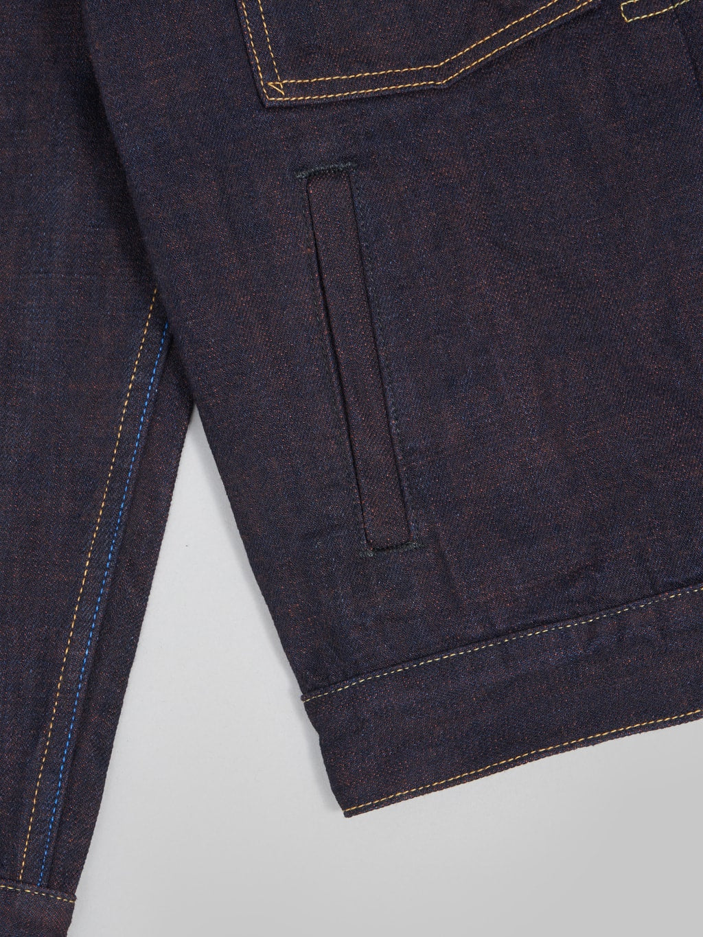 tanuki kakishibu type 2 selvedge denim jacket pockets