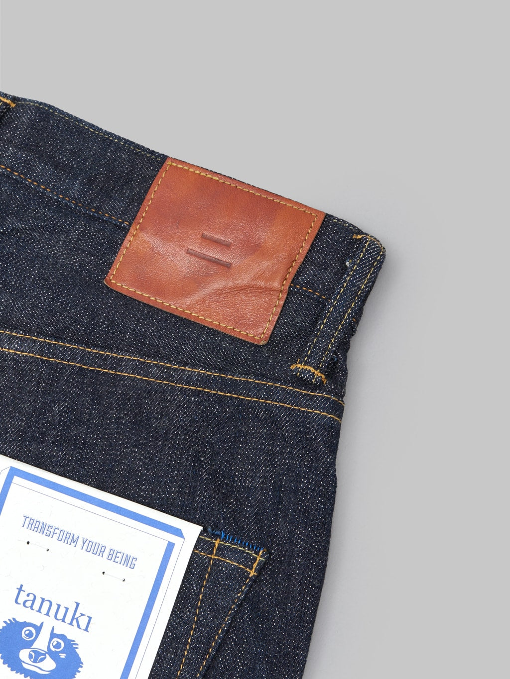 tanuki zdt zetto 14oz draft tapered selvedge jeans  leather patch