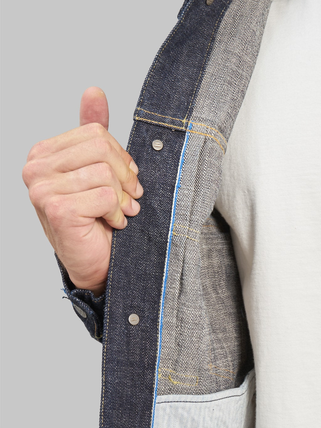 tanuki zetto benkei 15oz type ii denim jacket interior detail