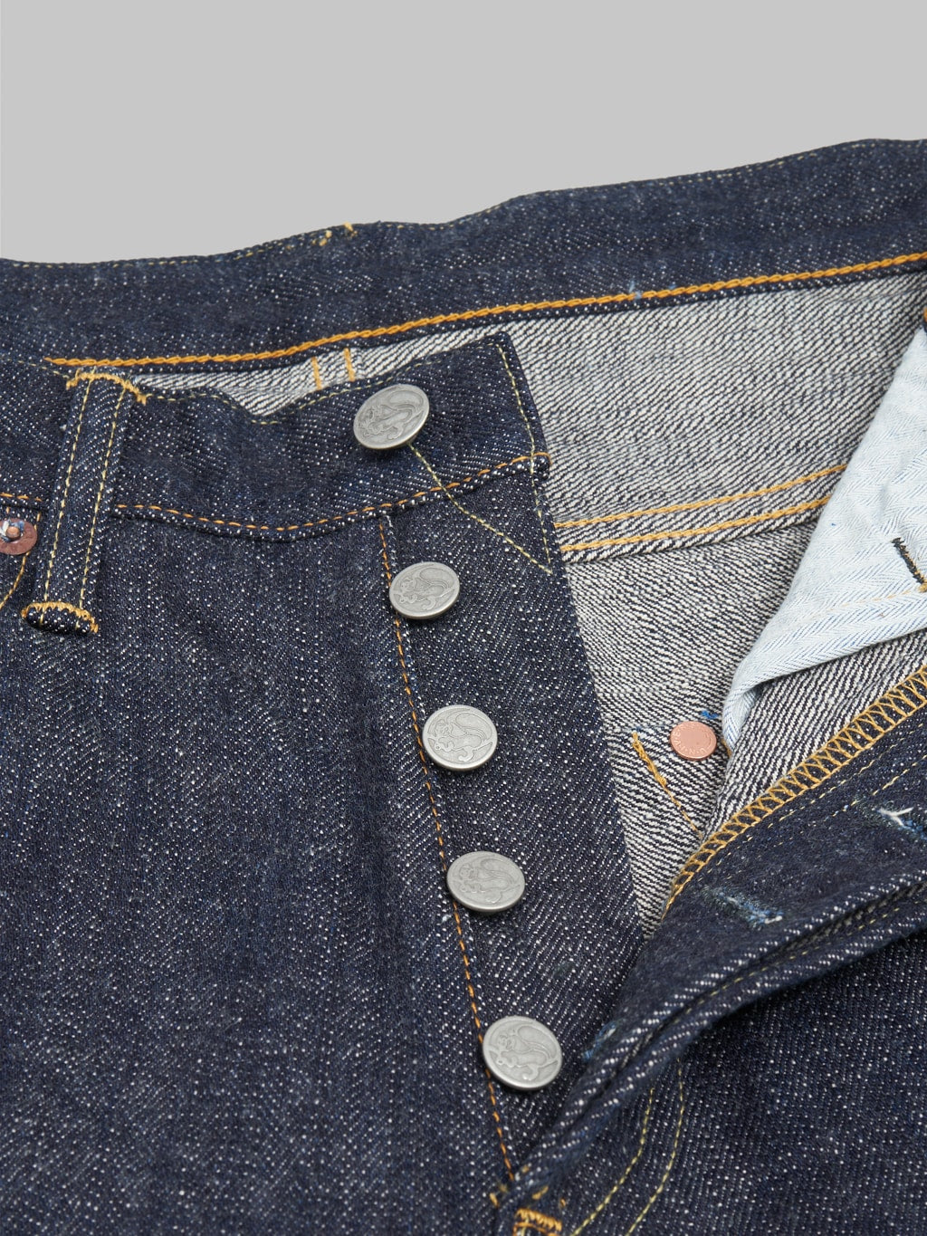 tanuki zht zetto 14oz high tapered selvedge jeans buttons