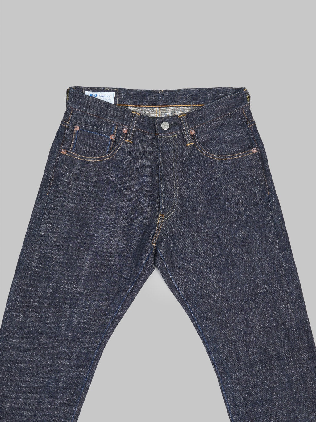 tanuki zht zetto 14oz high tapered selvedge jeans front details