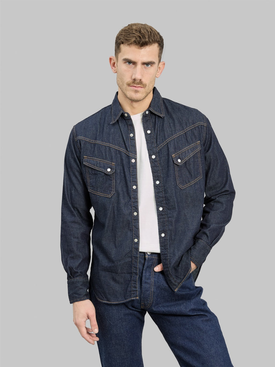 TCB Ranchman Shirt - Slim Fit Western Style in Premium Indigo Denim TCB Ranchman Shirt - Slim Fit Western Style in Premium Indigo Denim