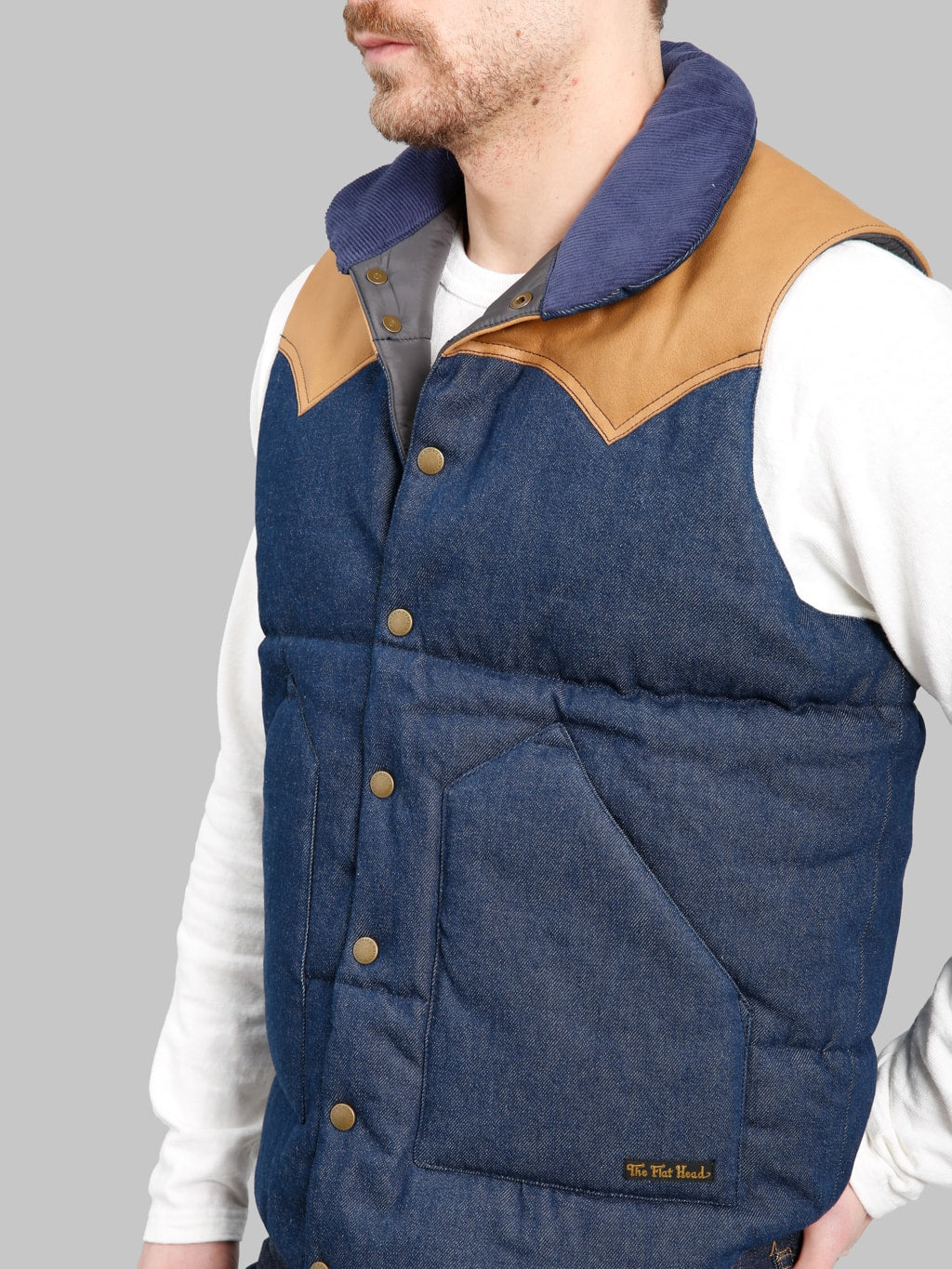 The Flat Head 12.5oz Denim Puff Vest