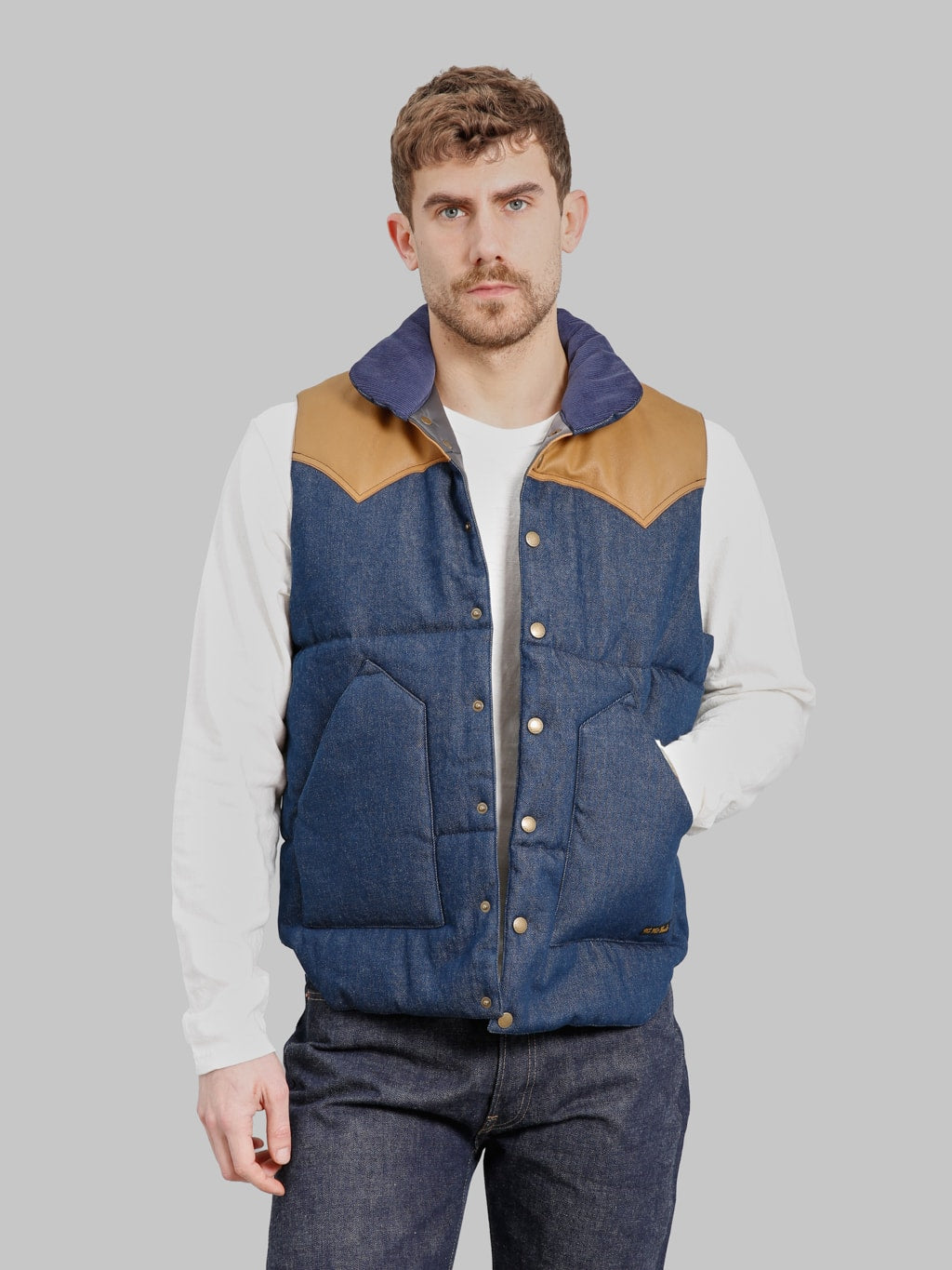 The Flat Head 12.5oz Denim Puff Vest