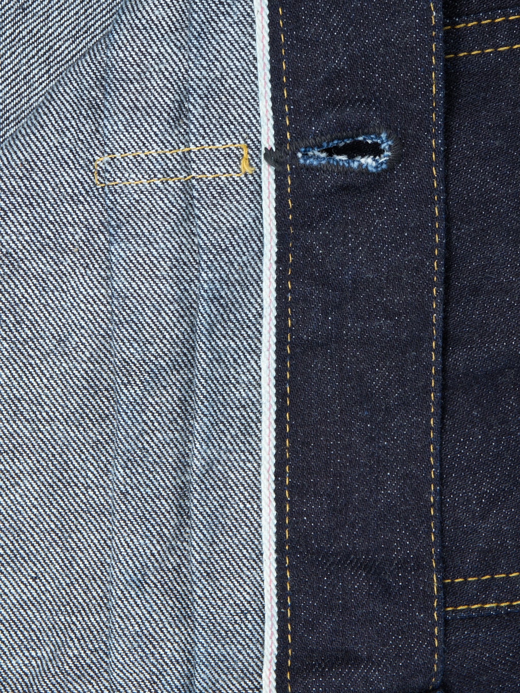 the flat head 12oz 40s selvedge denim jacket interior details