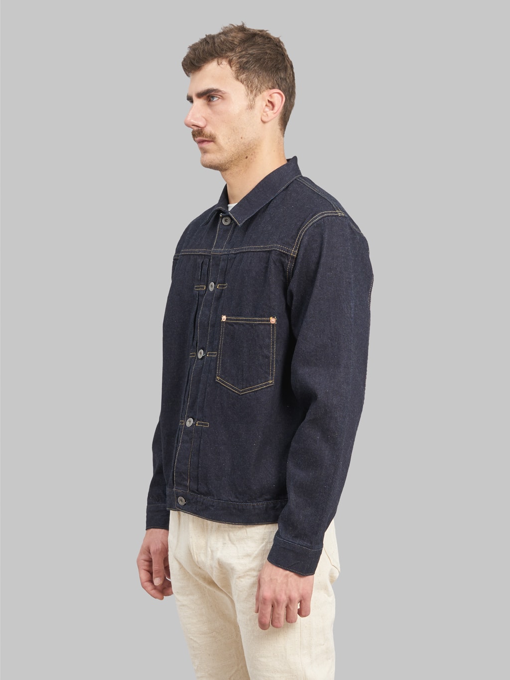 the flat head 12oz 40s selvedge denim jacket side fit