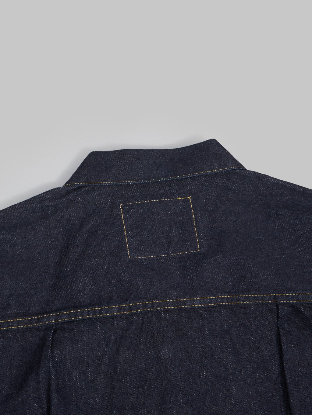 the flat head 12oz 40s selvedge denim jacket back collar