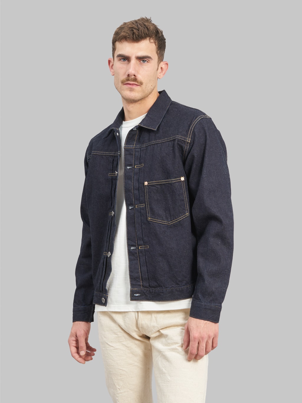 the flat head 12oz 40s selvedge denim jacket style