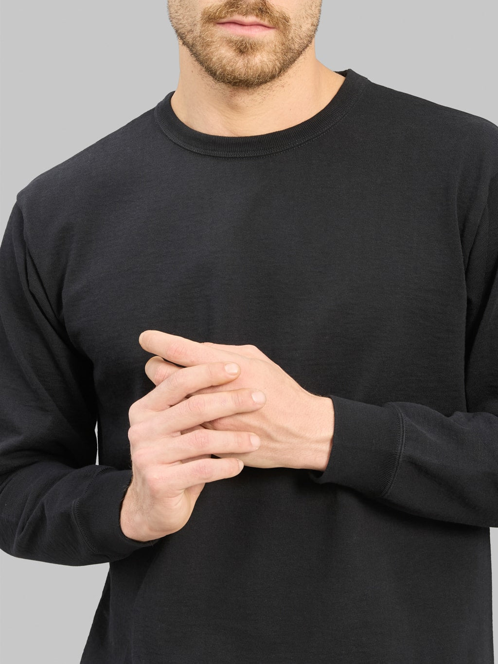The Flat Head 20oz Loopwheel Long Sleeve TShirt Black sleeves