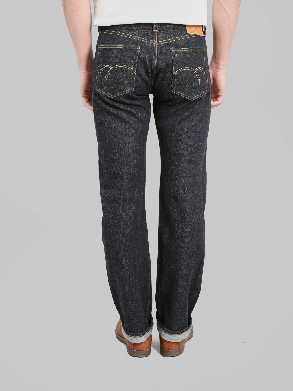 The Flat Head 8005 18oz Regular Straight Jeans back rise