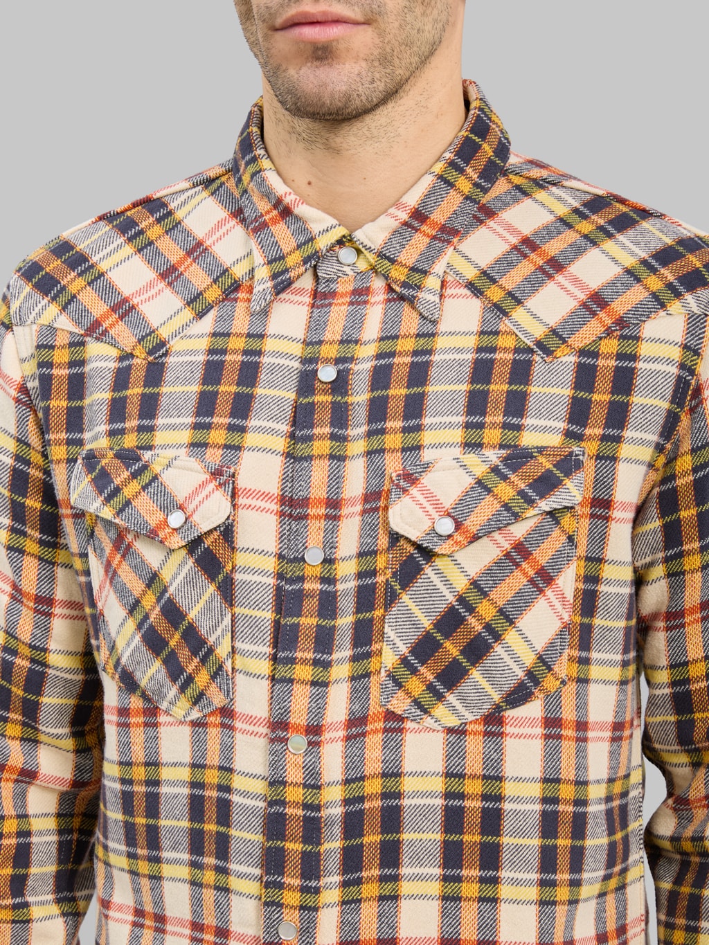 The Flat  Head Block Check Western Flannel Shirt Ivory/Black - Redcast Heritage Co.