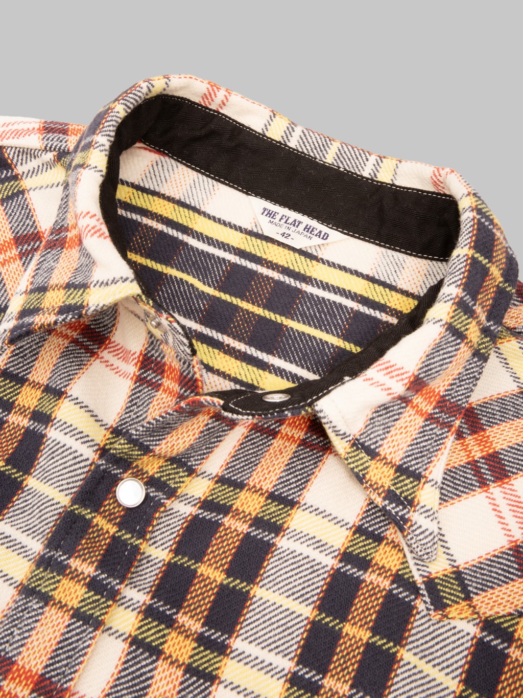 The Flat  Head Block Check Western Flannel Shirt Ivory/Black - Redcast Heritage Co.