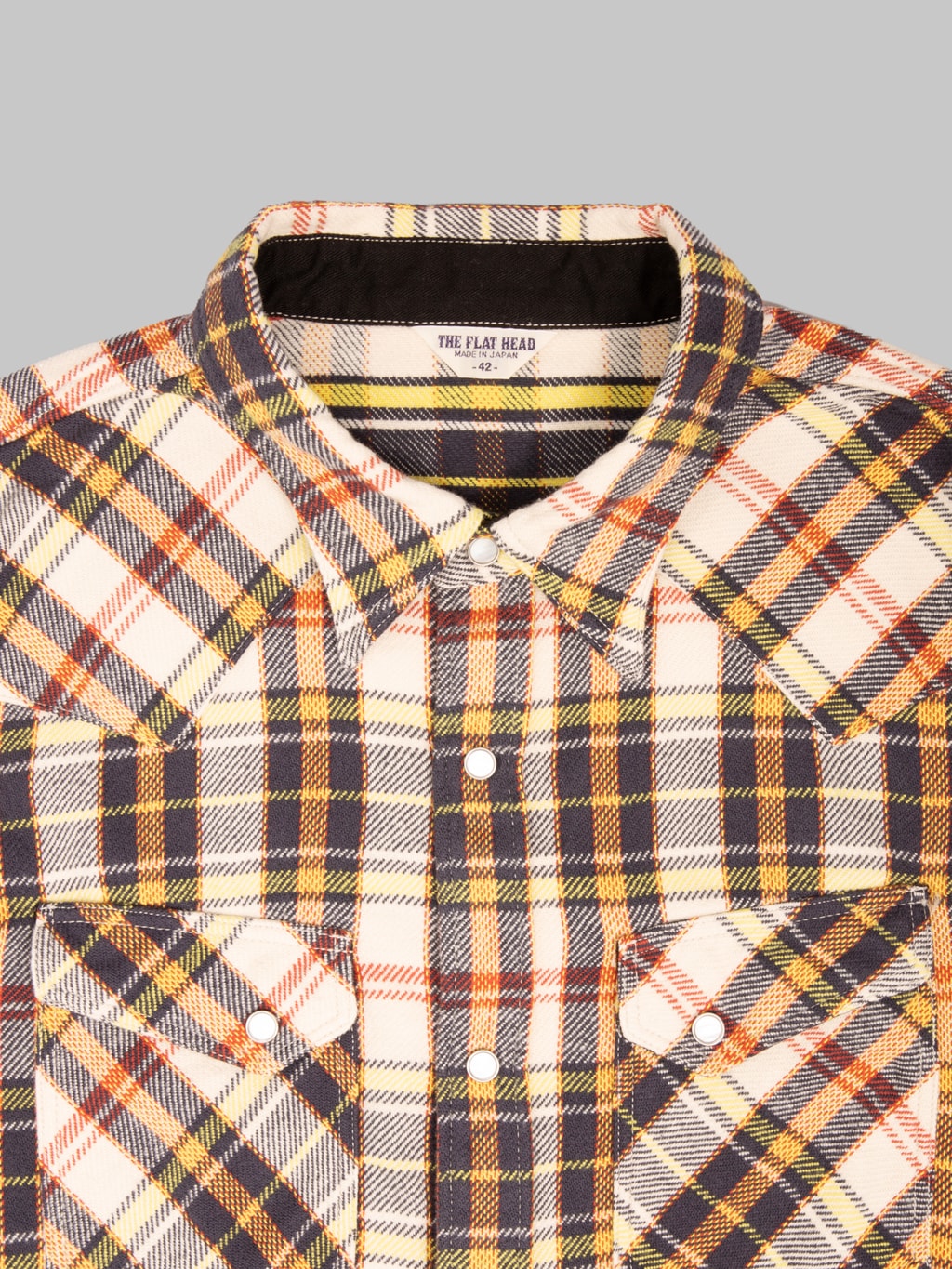The Flat  Head Block Check Western Flannel Shirt Ivory/Black - Redcast Heritage Co.