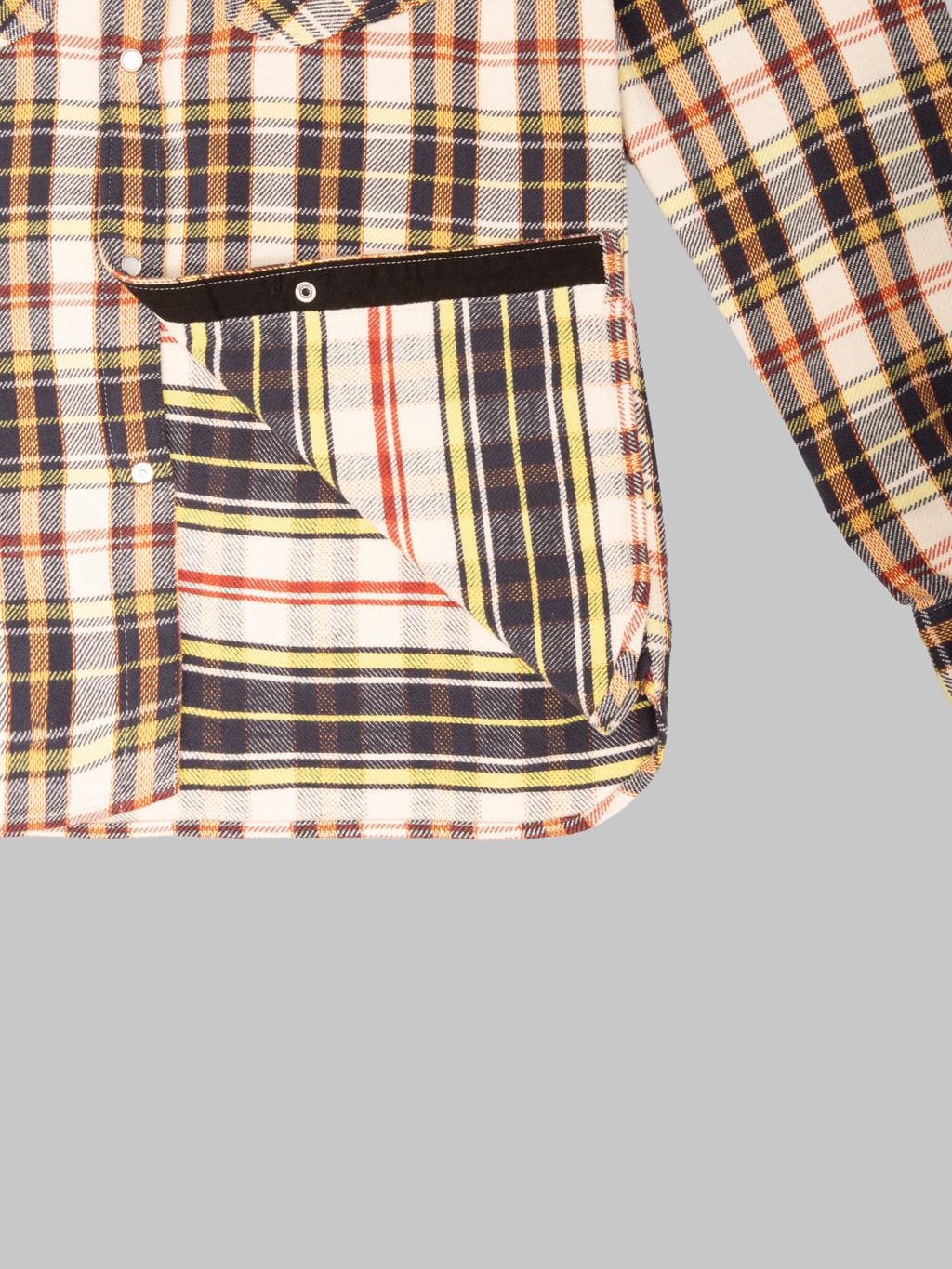 The Flat  Head Block Check Western Flannel Shirt Ivory/Black - Redcast Heritage Co.