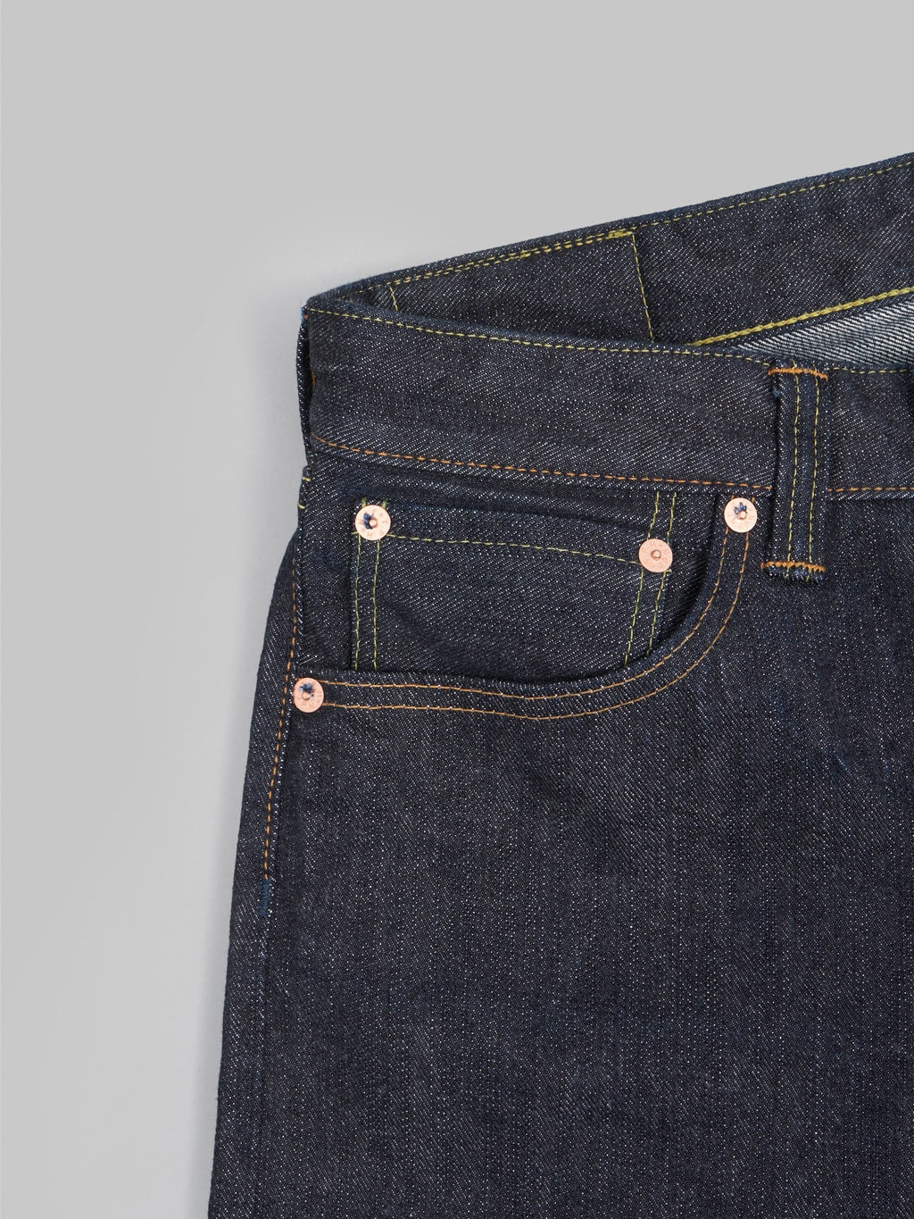 the flat head fn d111 wide straight selvedge denim jeans coin pocket