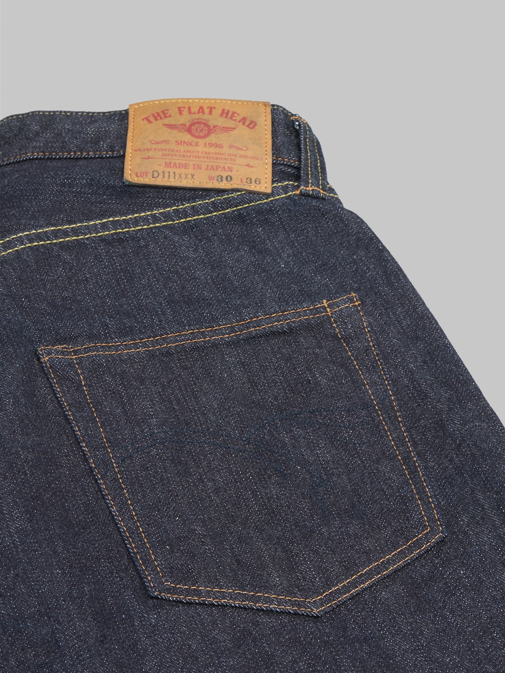 the flat head fn d111 wide straight selvedge denim jeans pocket details