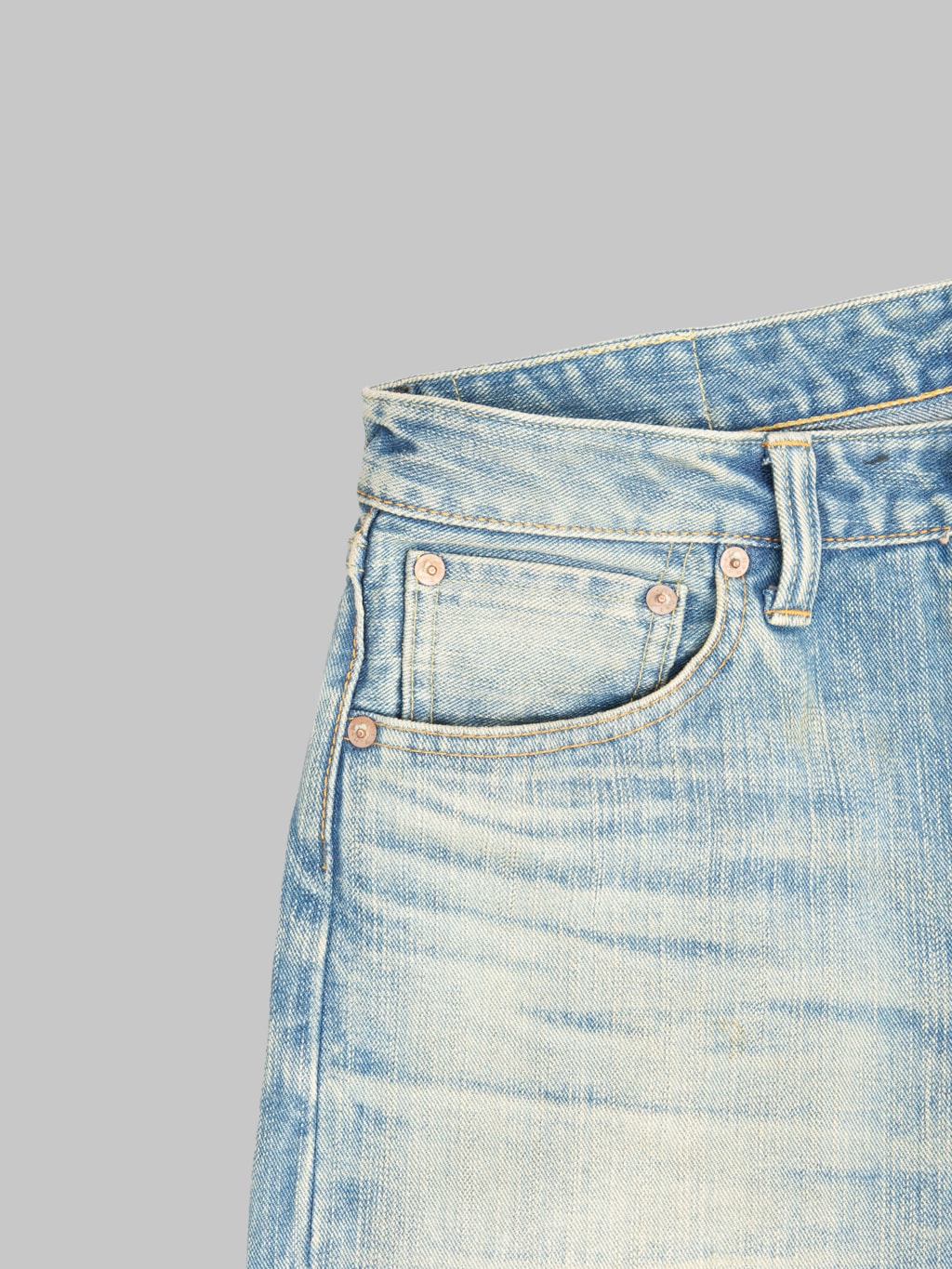 The Flat Head FN-D111C 14.5oz "Real Aging" Light Indigo Wide Straight Jeans