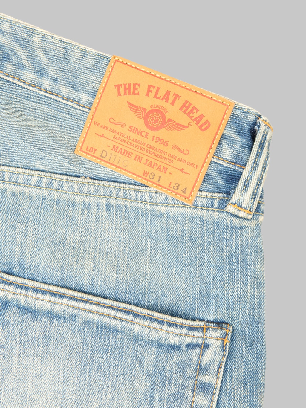 The Flat Head FN-D111C 14.5oz "Real Aging" Light Indigo Wide Straight Jeans