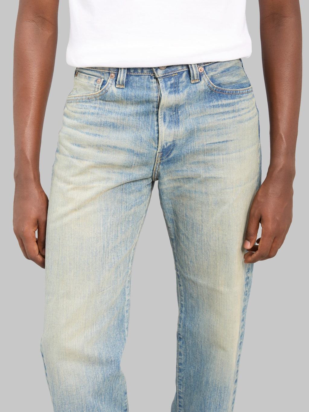 The Flat Head FN-D111C 14.5oz "Real Aging" Light Indigo Wide Straight Jeans