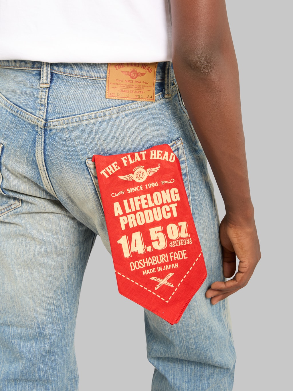 The Flat Head FN-D111C 14.5oz "Real Aging" Light Indigo Wide Straight Jeans