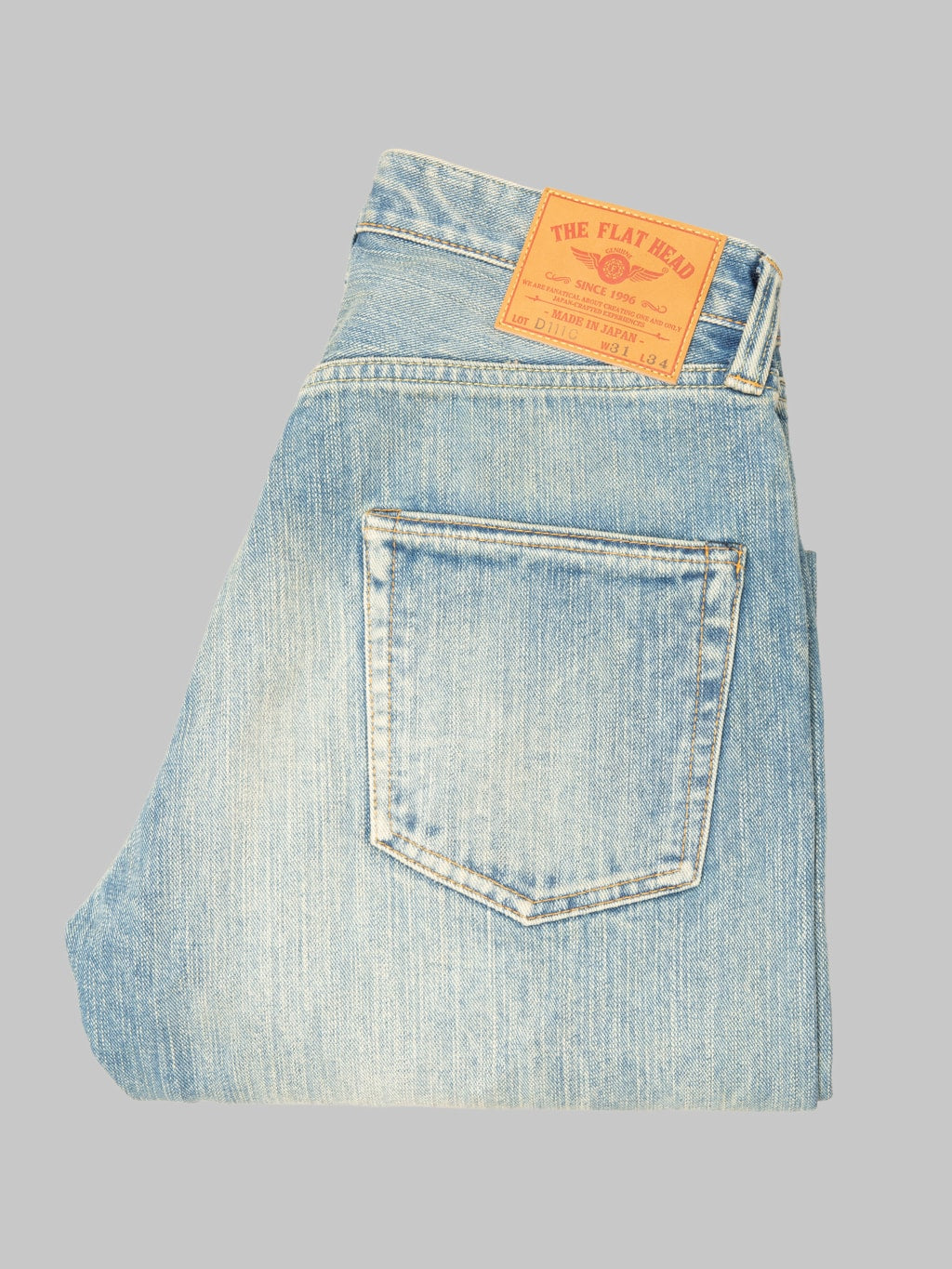 The Flat Head FN-D111C 14.5oz "Real Aging" Light Indigo Wide Straight Jeans