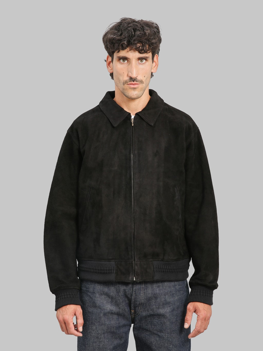 The Flat Head FN-LJ-DJ004 Deerskin Bomber Jacket Black