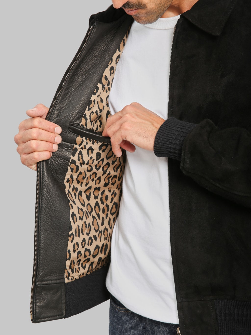 The Flat Head FN-LJ-DJ004 Deerskin Bomber Jacket Black