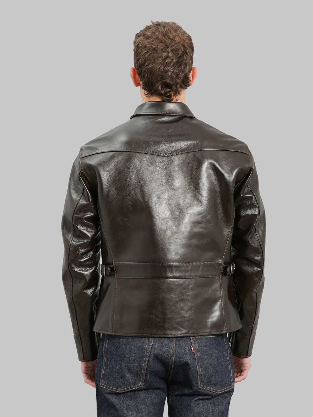 The Flat Head FN-LJ-HS005 Horsehide Single Rider's Jacket Seal Brown