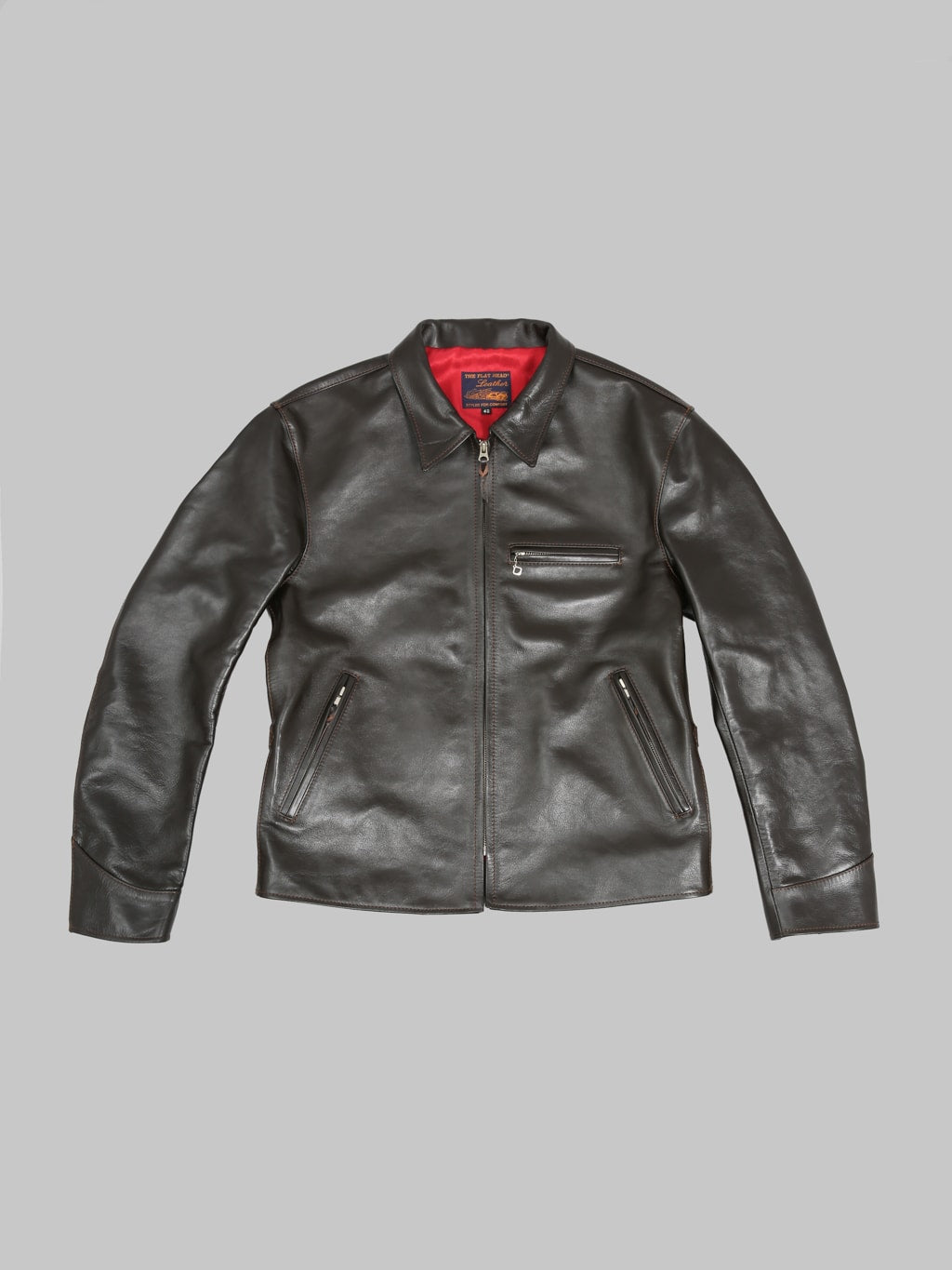 Flat Head FN-LJ-HS005 Horsehide Rider's Jacket Seal Brown front