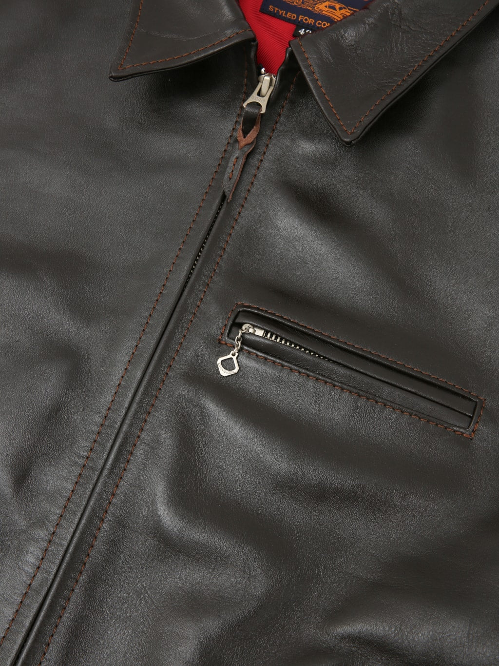 Flat Head FN-LJ-HS005 Horsehide Rider's Jacket Seal Brown zipper