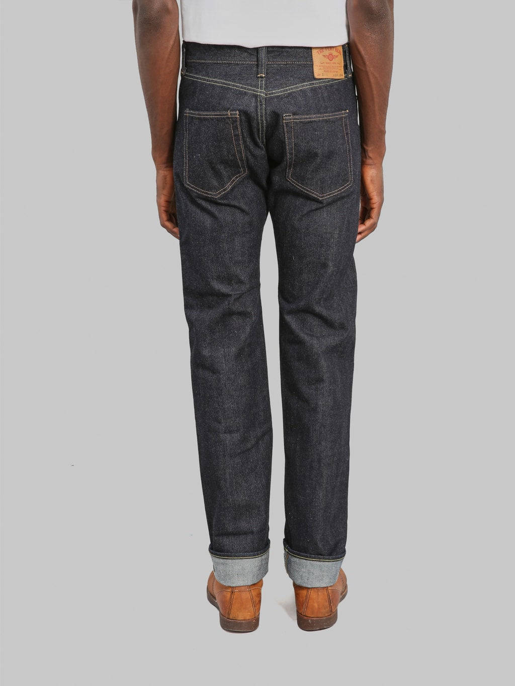 The Flat Head FND110 Left Hand Twill Straight Tapered Jeans back fit