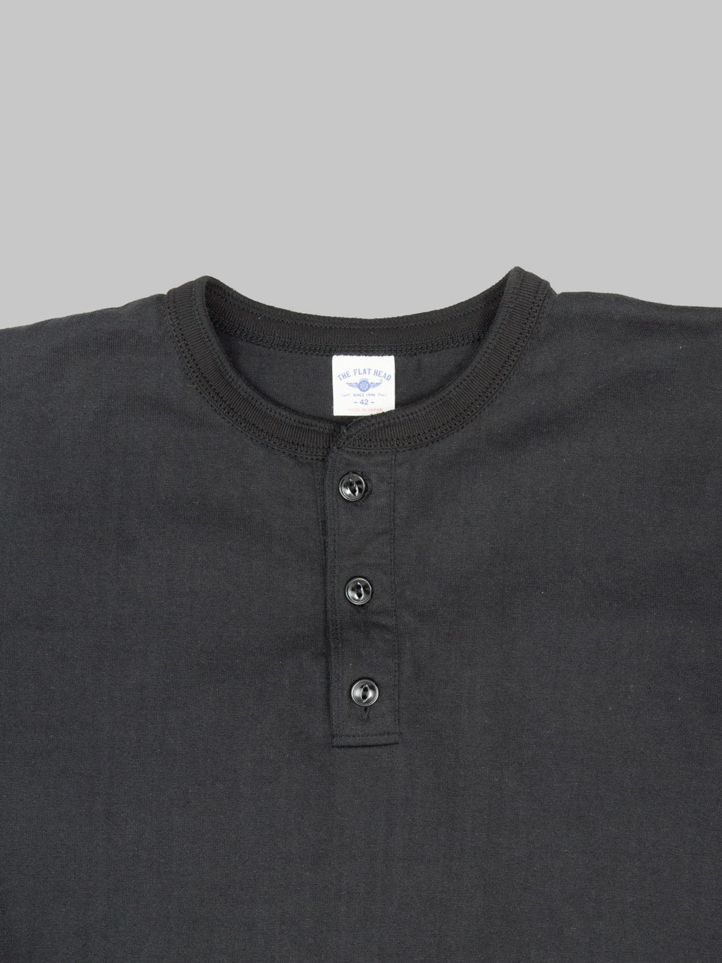 The Flat Head FN-TSH-003 Henley T-Shirt Black